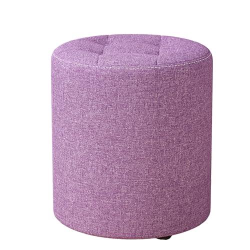 DGHNBMGNG Stilvoller und einfacher, runder Fußhocker mit großer gepolsterter Sitzfläche, geeignet for Eingangsbereich, Flur, Wohnzimmer, Schlafzimmer, Frisiertisch aus Holz(Purple) von DGHNBMGNG