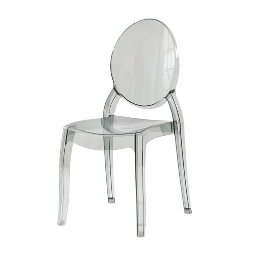 DGHNBMGNG Transparenter Ghost Chair Ohne Armlehnen, Moderne Dekorative Stühle, Stapelbarer Esszimmerstuhl Mit Runder Rückenlehne for Die Hochzeit Im Schlafzimmer(Black) von DGHNBMGNG
