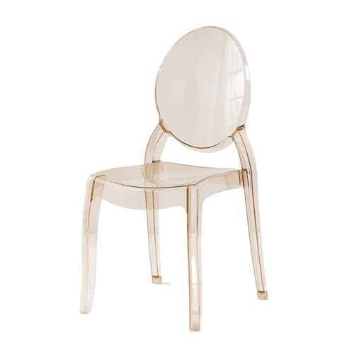 DGHNBMGNG Transparenter Ghost Chair Ohne Armlehnen, Moderne Dekorative Stühle, Stapelbarer Esszimmerstuhl Mit Runder Rückenlehne for Die Hochzeit Im Schlafzimmer(Brown) von DGHNBMGNG