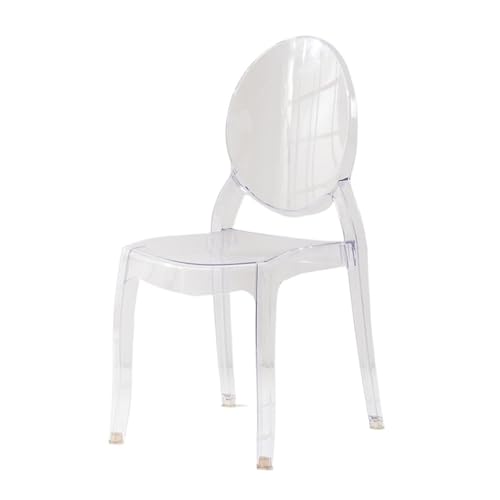 DGHNBMGNG Transparenter Ghost Chair Ohne Armlehnen, Moderne Dekorative Stühle, Stapelbarer Esszimmerstuhl Mit Runder Rückenlehne for Die Hochzeit Im Schlafzimmer(Clear) von DGHNBMGNG