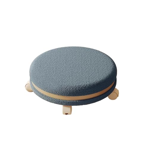 DGHNBMGNG Universalrad, kleine Haushaltsrolle, niedriger Hocker, cremefarben, leises Riemenrad, Rückenlehne, runder niedriger Rollensitz(Blue3) von DGHNBMGNG
