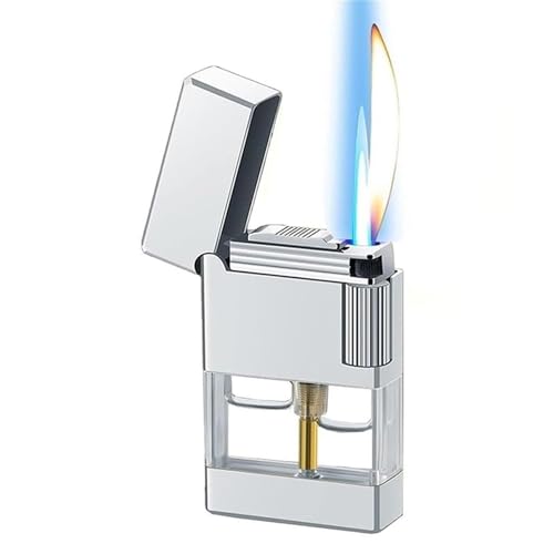 Feuerzeug mit Zwei Flammen, winddichtes Jet-/Soft-Flame-Fackelradfeuerzeug, einstellbares nachfüllbares Butanfeuerzeug, tragbares Feuerzeug(Color:2) von DGHNBMGNG