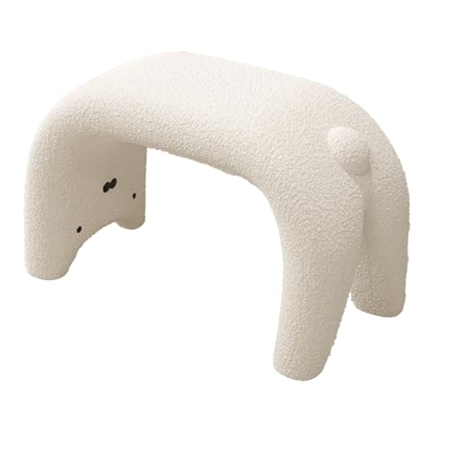 Leichter, luxuriöser Modehocker, moderner Stuhl for den Eingangsbereich von Häusern und Geschäften, Sofa-Fußhocker, plüschiger Frisiertisch, Fußhocker for Schlafzimmer und Wohnzimmer.(White) von DGHNBMGNG