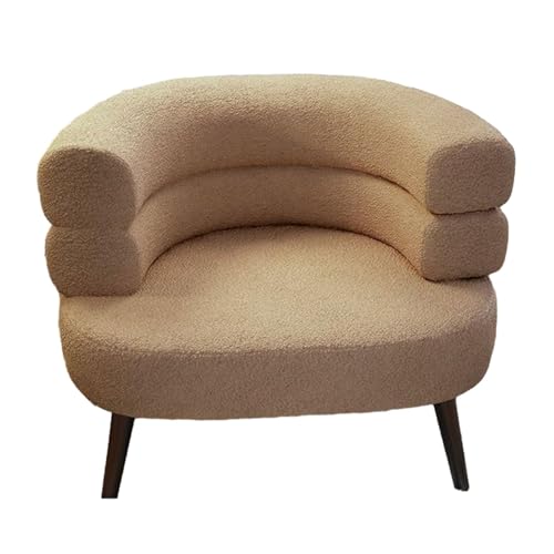 Moderner, Geschwungener Stuhl Aus Kunstfell, Gepolsterter, Dekorativer Beistellstuhl Mit Rückenlehne, Schminkstuhl Mit Rückenlehne, Loungesessel For Wohnzimmer Und Schlafzimmer, Schminktisch(Orange) von DGHNBMGNG