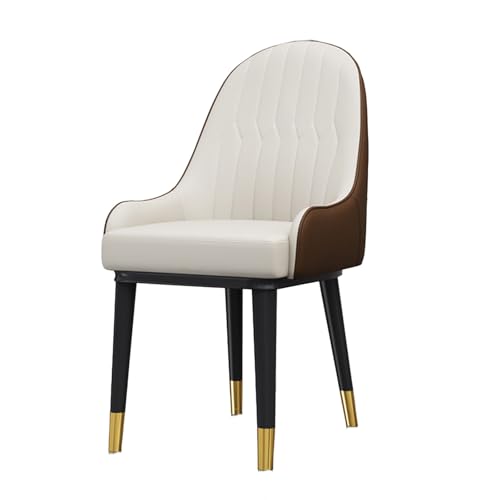 Moderner stilvoller minimalistischer Esszimmerstuhl, ergonomische Esszimmerstühle aus Leder mit bequemen dicken Kissen und Rückenlehne, Wohnzimmerstuhl im modernen Stil, Esszimmer-Bürostuhl(White1) von DGHNBMGNG