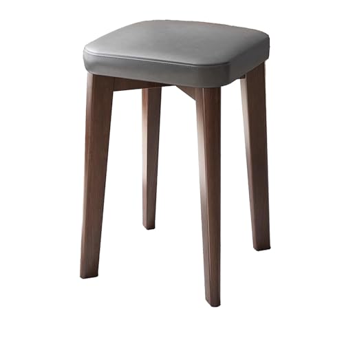 Quadratischer Hocker aus massivem Holz, Esszimmerhocker mit Lederpolsterung, stapelbar, for Wechseln der Schuhe, Ankleiden, ohne Rückenlehne, geeignet for Kücheninselbar, Wohnzimmer, Schlafzimmer(Gray Quadratischer Hocker aus massivem Holz, Esszimmerhocker mit Lederpolsterung, stapelbar, for Wechseln der Schuhe, Ankleiden, ohne Rückenlehne, geeignet for Kücheninselbar, Wohnzimmer, Schlafzimmer(Gray von DGHNBMGNG