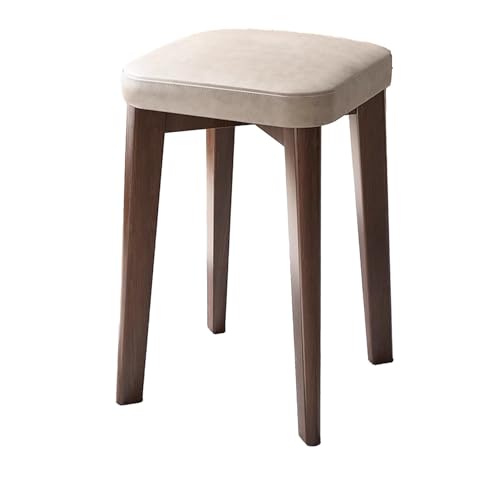 Quadratischer Hocker aus massivem Holz, Esszimmerhocker mit Lederpolsterung, stapelbar, for Wechseln der Schuhe, Ankleiden, ohne Rückenlehne, geeignet for Kücheninselbar, Wohnzimmer, Schlafzimmer(Whit Quadratischer Hocker aus massivem Holz, Esszimmerhocker mit Lederpolsterung, stapelbar, for Wechseln der Schuhe, Ankleiden, ohne Rückenlehne, geeignet for Kücheninselbar, Wohnzimmer, Schlafzimmer(Whit von DGHNBMGNG