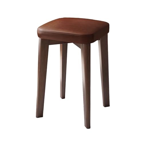 Quadratischer Hocker aus massivem Holz, Esszimmerhocker mit Lederpolsterung, stapelbar, for Wechseln der Schuhe, Ankleiden, ohne Rückenlehne, geeignet for Kücheninselbar, Wohnzimmer, Schlafzimmer(Brow Quadratischer Hocker aus massivem Holz, Esszimmerhocker mit Lederpolsterung, stapelbar, for Wechseln der Schuhe, Ankleiden, ohne Rückenlehne, geeignet for Kücheninselbar, Wohnzimmer, Schlafzimmer(Brow von DGHNBMGNG