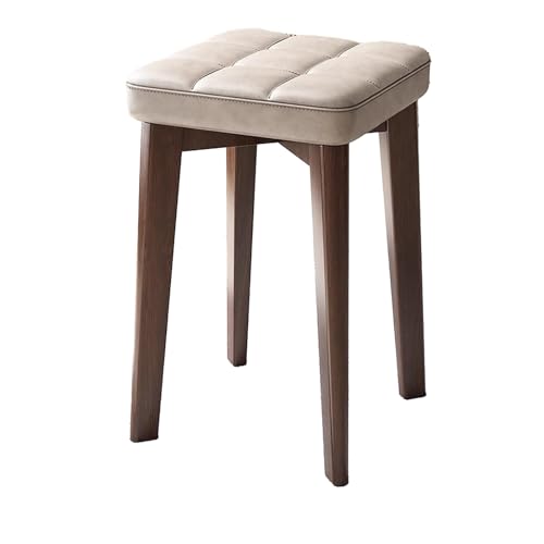 Quadratischer Hocker aus massivem Holz, Esszimmerhocker mit Lederpolsterung, stapelbar, for Wechseln der Schuhe, Ankleiden, ohne Rückenlehne, geeignet for Kücheninselbar, Wohnzimmer, Schlafzimmer(Whit Quadratischer Hocker aus massivem Holz, Esszimmerhocker mit Lederpolsterung, stapelbar, for Wechseln der Schuhe, Ankleiden, ohne Rückenlehne, geeignet for Kücheninselbar, Wohnzimmer, Schlafzimmer(Whit von DGHNBMGNG
