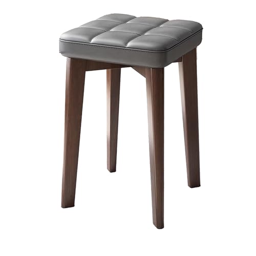 Quadratischer Hocker aus massivem Holz, Esszimmerhocker mit Lederpolsterung, stapelbar, for Wechseln der Schuhe, Ankleiden, ohne Rückenlehne, geeignet for Kücheninselbar, Wohnzimmer, Schlafzimmer(Gray Quadratischer Hocker aus massivem Holz, Esszimmerhocker mit Lederpolsterung, stapelbar, for Wechseln der Schuhe, Ankleiden, ohne Rückenlehne, geeignet for Kücheninselbar, Wohnzimmer, Schlafzimmer(Gray von DGHNBMGNG
