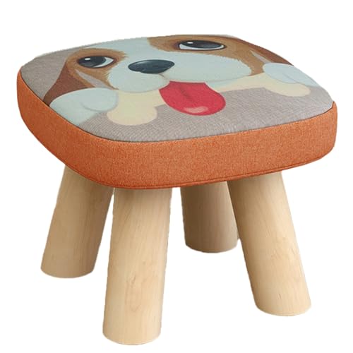 Quadratischer gepolsterter Schuhwechsel-Fußhocker mit dicken Holzbeinen, Sofahocker, leicht zu zerlegen und zu pflegen, Eingangskissen, geeignet for Wohnzimmer, Eingang, Schlafzimmer(Orange) von DGHNBMGNG