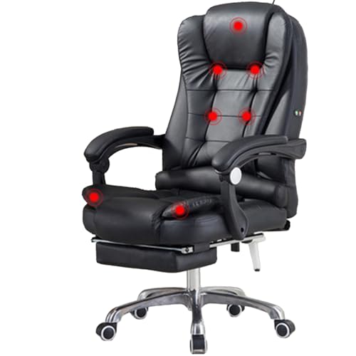 Verstellbarer Chefsessel aus Kunstleder mit Massagefunktion, ergonomischer Bürostuhl mit Fußstütze, mit gepolsterten Armlehnen, for den Einsatz im Homeoffice, geeignet for Büro, Arbeitszimmer usw.(Bla Verstellbarer Chefsessel aus Kunstleder mit Massagefunktion, ergonomischer Bürostuhl mit Fußstütze, mit gepolsterten Armlehnen, for den Einsatz im Homeoffice, geeignet for Büro, Arbeitszimmer usw.(Bla von DGHNBMGNG