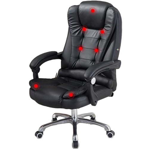 Verstellbarer Chefsessel aus Kunstleder mit Massagefunktion, ergonomischer Bürostuhl mit Fußstütze, mit gepolsterten Armlehnen, for den Einsatz im Homeoffice, geeignet for Büro, Arbeitszimmer usw.(Bla von DGHNBMGNG