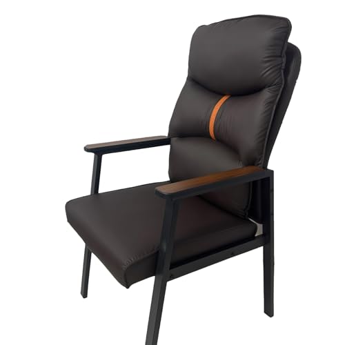 Wartezimmerrezeption, stilvoll und schlicht, Computerstuhl aus Leder mit gepolsterter Armlehne und dickem Sitzkissen, Computer-Gästestuhl mit mittlerer Rückenlehne, ergonomische Büromöbel for den Schr von DGHNBMGNG