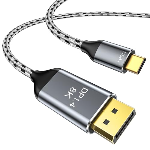 DGHUMEN USB C Displayport 1.4 Kabel 3M, 8K@60Hz 4K@240Hz/144Hz HDR VRR Thunderbolt 4 3 USB C auf DisplayPort 1.4 Kabel für iPhone 15 MacBook Pro Air M1 M2 iPad Pro Air 5 Surface Pro 8 Galaxy S23 von DGHUMEN