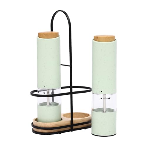 Salz und Pfeffermühle Elektrisch 2er Set, Holzpfeffermühle, Einstellbare Rauheit Keramikmahlwerk, Gewürzmühle Elektrisch von DGJMuu