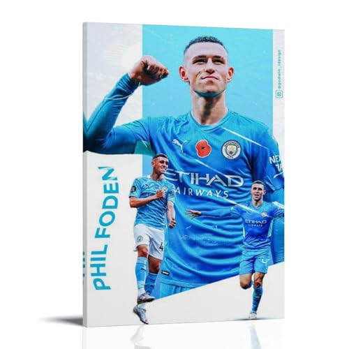 DGJSFC Phil Foden Ölgemälde-Poster, Wandkunst, Poster, Leinwand, Gemälde, Dekoration, moderne Kunstdekoration, Zuhause, Schlafzimmer, ästhetisch, Rahmenstil, 60 x 90 cm von DGJSFC