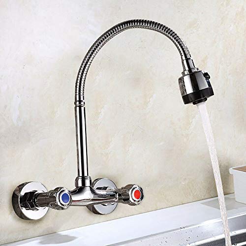 DGKLNDSY Wasserhahn aus Edelstahl Küche Einstellbarer Armatur Wasserhahn Wandmontage Zweigriff Küchenarmatur 360° Küchenarmatur Chrom Wandhalterung Waschbecken Wasserhahn von DGKLNDSY