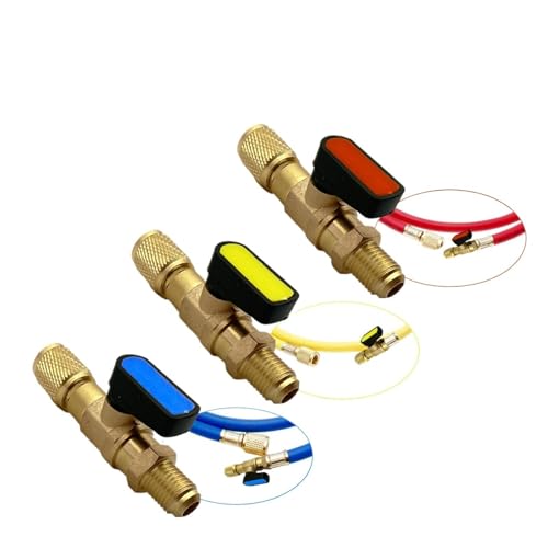 1/4 "SAE Gerade Kältemittel Kugelhahn Klimaanlage Absperrventil For R22 R410A R134A Ladeschläuche Anschluss Zubehör(R410 Red) von DGLASKRWY