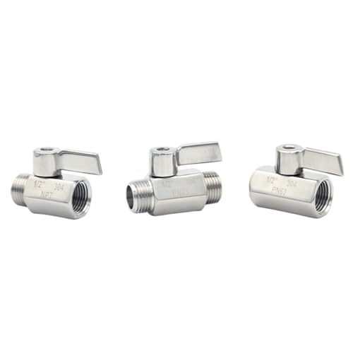 304 Edelstahl Mini-Kugelhahn Sanitär 1/8 1/4 3/8 1/2 3/4 BSP NPT Weiblich Außengewinde Wasser Öl 2-Wege-Kugelhahn Homebrew(1/2",BSP_MALE X FEMALE) von DGLASKRWY