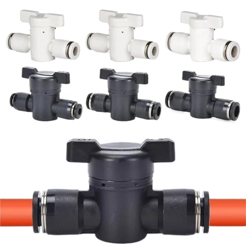 4 Mm/6 Mm/8 Mm Pneumatisches Handventil, Kunststoff, For Einstecken, Schnellkupplung, For Drehen Des Schalters, Manuelles Kugelstrombegrenzungsventil(Black 4mm) von DGLASKRWY