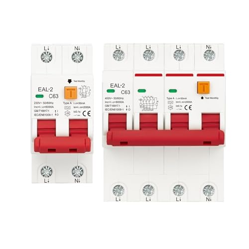 AC 2P 230V 4P 400V A Typ RCBO RCCB MCB Elektronischer Fehlerstromschutzschalter Über Kurzschlussschutz 30mA Leckageschutz(20A,2P 30mA) von DGLASKRWY