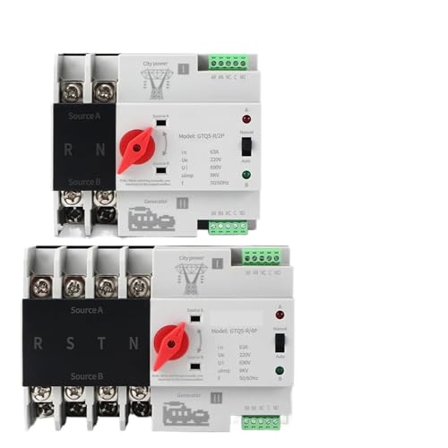 Din-Schiene Dual Power Automatic Transfer Switch 2P 3P 4P Stadtnetz-Generator 220V 400V Mini ATS Elektrischer Wahlschalter(4P,63A) von DGLASKRWY