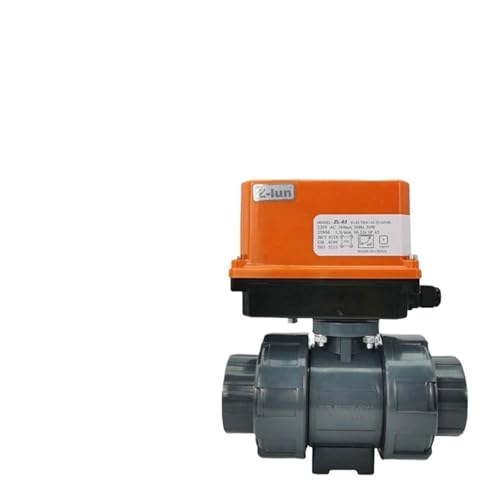 Elektrischer CPVC/UPVC/PVC/PPH-Kugelhahn, Doppel-Verbindungs-Kunststoff-Elektrokugelhahn DN15 20 25 32 40(DN40 (UPVC)) von DGLASKRWY