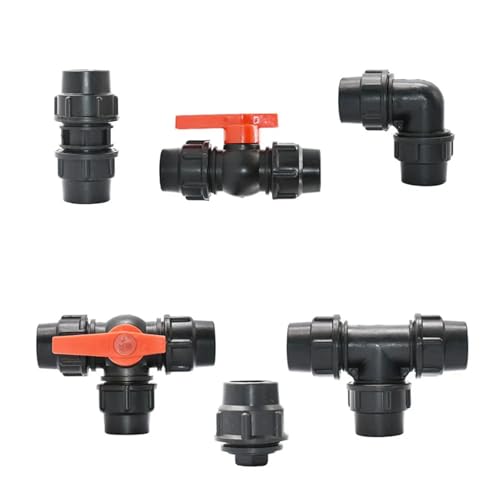 PE Water Tube Quick Connector Ball Ventil Elbow End Plug Tee Kunststoff Joint Farm Irrigation Rohrverbinder 20/25/32/40/50/63 mm (20 mm, Tee Tap) von DGLASKRWY