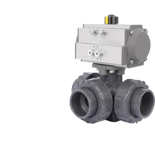 Pneumatischer UPVC-Dreiwege-Kugelhahn Pneumatischer Kunststoff-Dreiwege-Kugelhahn Pneumatischer L-Typ/T-Typ-Dreiwege-Kunststoff-Kugelhahn PPR(DN32 T type) von DGLASKRWY