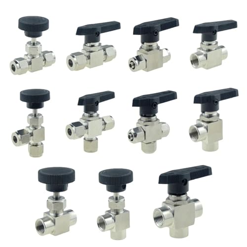 SUS 304 Ball Valve Adjustable Needle Valve 3,6,8,10,12mm1/8,1/4,3/8,1/2NPT Compression Ferrule Fitting Female Thread(Brown) von DGLASKRWY