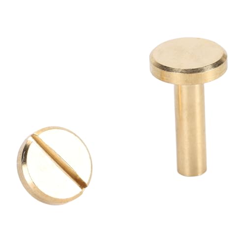 50 Set Messing Bindung Nieten runde flache Kopfschlitzschraube für Lederstoffriemenbeutel (10x15mm / 0,39 x 0,59in) von DGLDCSHUAI