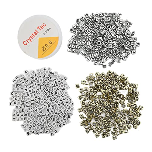 600pcs Buchstaben Perlen Premium Kunststoff -Auge Koordination stimulieren Imagination Weißgold Silber Farbe Alphabet Perlen DIY Handwerks von DGLDCSHUAI