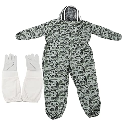 Doppelreißverschlüsse Einteiliger Bienenanzug Imkerei Schutzkleidung mit Handschuhen für Imker (XXL Code Handschuhpaar + XXL Fünf-Sterne-Weltraumbienenenanzug) von DGLDCSHUAI