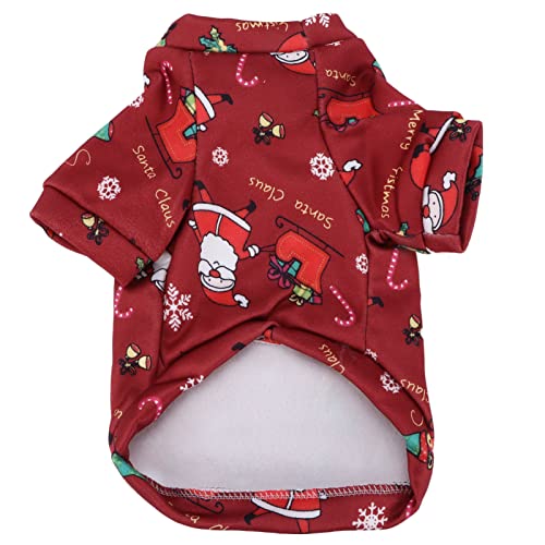 Haustierpullover Red Santa Schöner Cartoon Druck warm Hunde Weihnachtskleidung kleines Haustier Weihnachtskostüm für Winterhund Xsmas Mäntel (Xs) von DGLDCSHUAI