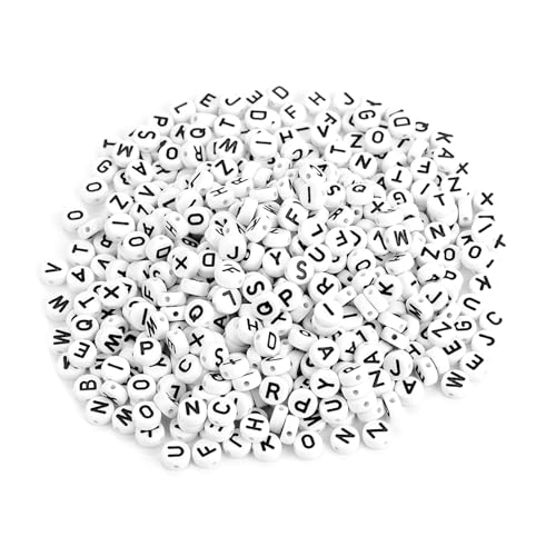 Weiße Acryl-Einbriefperlen DIY-Schmuckzubehör für Armbänder, Halsketten [500pcs Rund A-Z Perlen] machen von DGLDCSHUAI