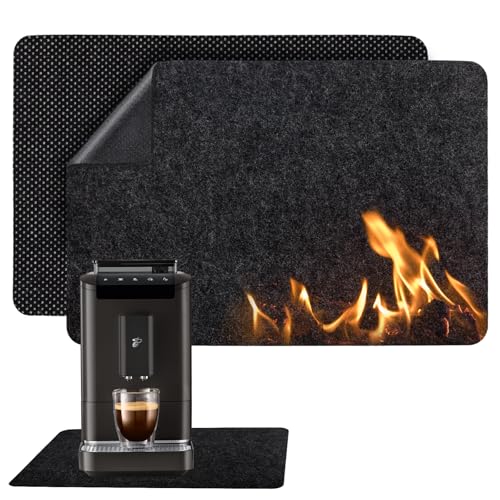 DGMI 2 Stück Feuerfeste Unterlage 44 * 30 Hitzeschutzmatte Hitzebeständige Unterlage Feuerschutzmatte für Kaffeemaschinen Unterlage Kaffeemaschine Feuerfeste Unterlage für Mikrowellen Luftfritteuse von DGMI