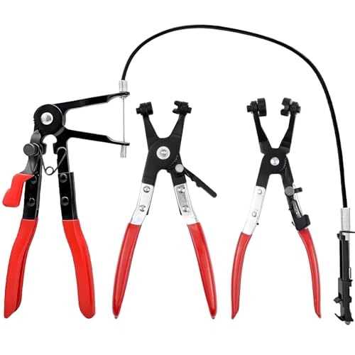 DGMI Schlauchklemmenzange Set 3 Stück Schlauchschellenzange Federbandschellenzange Schlauchschellen Zange Schlauchklemmenzangen mit Geradem Hals für Auto-Reparaturwerkzeug, Kfz-Reparaturen von DGMI