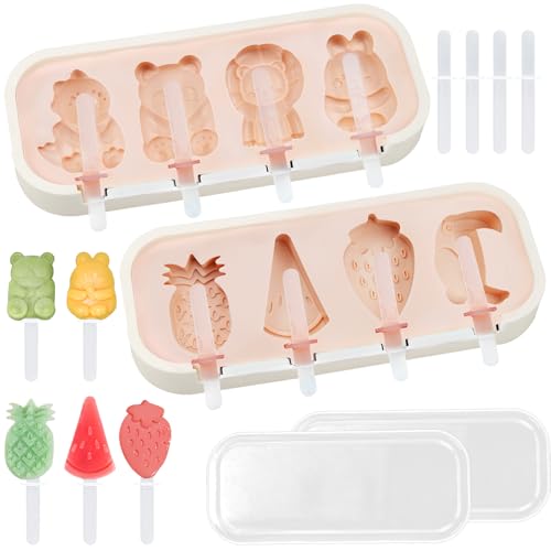 Eisformen Eis Am Stiel Silikon,2 Stück Eisformen mit 12 Sticks, BPA-frei, wiederverwendbare Popsicle-Formen, Ice Lolly Mold Popsicle Set für DIY, Eltern-Kind-Interaktion von DGMI