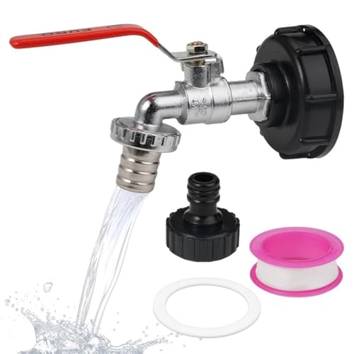 IBC Auslaufhahn aus Brass, 3/4 Zoll IBC Tank Zubehör 1000L, IBC Auslaufhahn S60x6 Wassertank Zubehör, IBC Kugelauslaufhahn Adapter, IBC Container Zubehör Auslaufhahn für IBC-Regenwassertanks von DGN