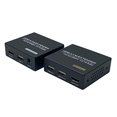 HDMI KVM USB Extender Over IP Cat5e/6, 1080P@60Hz HDMI Extender USB 50m mit Loop Out Funktion, Support Tastatur und Maus Steuerung Remote Singals HDMI KVM USB Extender Over IP Cat5e/6, 1080P@60Hz HDMI Extender USB 50m mit Loop Out Funktion, Support Tastatur und Maus Steuerung Remote Singals von DGODRT