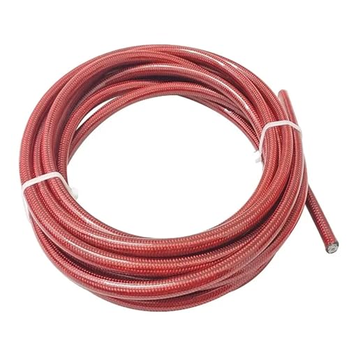 Auto-Bremsleitungen AN3 1M ~ 10M Motorrad Geflochtene PVC Edelstahl PTFE Bremsleitung Schlauch Bremsleitung Gas Öl Kraftstoffrohr(PTFE red,8m) von DGOINGPI