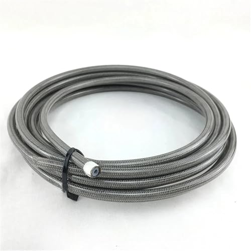 Auto-Bremsleitungen AN3 1M ~ 10M Motorrad Geflochtene PVC Edelstahl PTFE Bremsleitung Schlauch Bremsleitung Gas Öl Kraftstoffrohr(PTFE silver,8m) von DGOINGPI