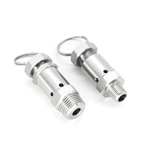 Sicherheitsventil Wasser-Druckventil 1/4 "3/8" 1/2 "BSPT Männlich 0,5 1 2 3-10 Bar Einstellbar 304 Edelstahl Sanitär Frühling Druck ventil Luft Kompressor(1/2",BSPT MALE_0.5-2 BAR) von DGOINGPI
