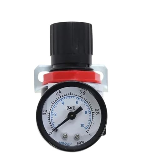 Sicherheitsventil Wasser-Druckventil AR2000 G1/4'' Pneumatische Mini Luftdruck Kompressor Regler Behandlung Einheiten Ventil mit Manometer 4MM-12MM Fitting(AR2000 w BT 8mm,20 Pcs) von DGOINGPI