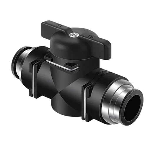 Sicherheitsventil Wasser-Druckventil BUC Pneumatischer Push-in-Schnellverbinder für Drehen des Schalters, manuelle Kugelstrombegrenzung, 4 mm, 6 mm, 8 mm, 10 mm, 12 mm(BUC 6MM,10 Pcs) von DGOINGPI