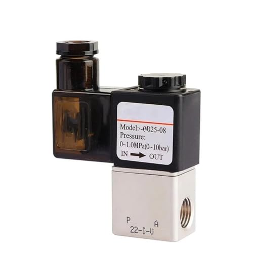 Sicherheitsventil Wasser-Druckventil Messing mit verzinktem Luftmagnetventil 2V025-06/2V025-08 steuert Zwei-Positionen-Zweiwege-Flüssigkeitsmagnetventil(2V025-08,DC 24V) von DGOINGPI