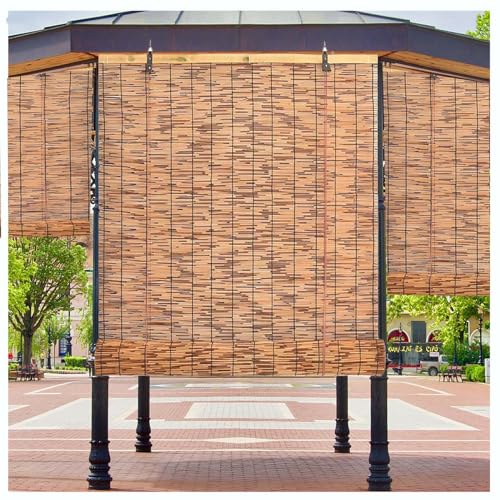 Bambusrollo Rollo Bambus Retro Schilf Vorhang, Bambus Raffrollo Sonnenschutz Sichtschutz Rollo,Verkohlung Seitenzugrollo Vorhang, für Türen Fenster Terrasse,Anpassbar,40x130cm/15.7x51.2in(WxH) von DGSFES