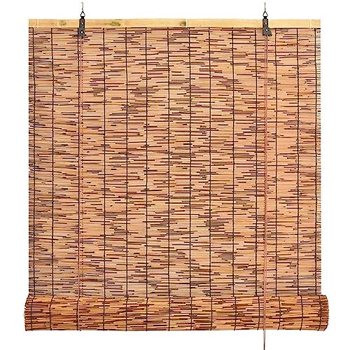 DGSFES Carbonization Natural Bambusrollo, Bambus Rollo Retro Wetterfest Outdoor Schilf Vorhang, Handgewebt Bambus Raffrollo,Sonnenschutz/Atmungsaktiver,Anpassbar,140x180cm/55x71in(WxH) von DGSFES