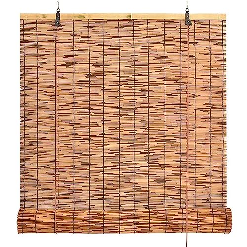 DGSFES Carbonization Natural Bambusrollo, Bambus Rollo Retro Wetterfest Outdoor Schilf Vorhang, Handgewebt Bambus Raffrollo,Sonnenschutz/Atmungsaktiver,Anpassbar,150x380cm/59x152in(WxH) von DGSFES